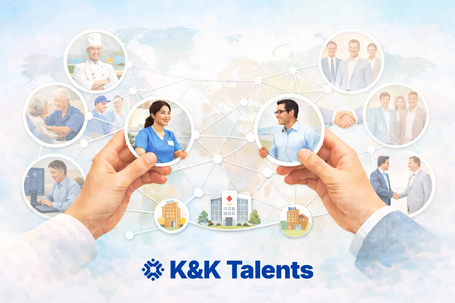 Professional network connected via portraits