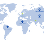 Weltkarte mit K&K Talents Einsatzorten in Englisch